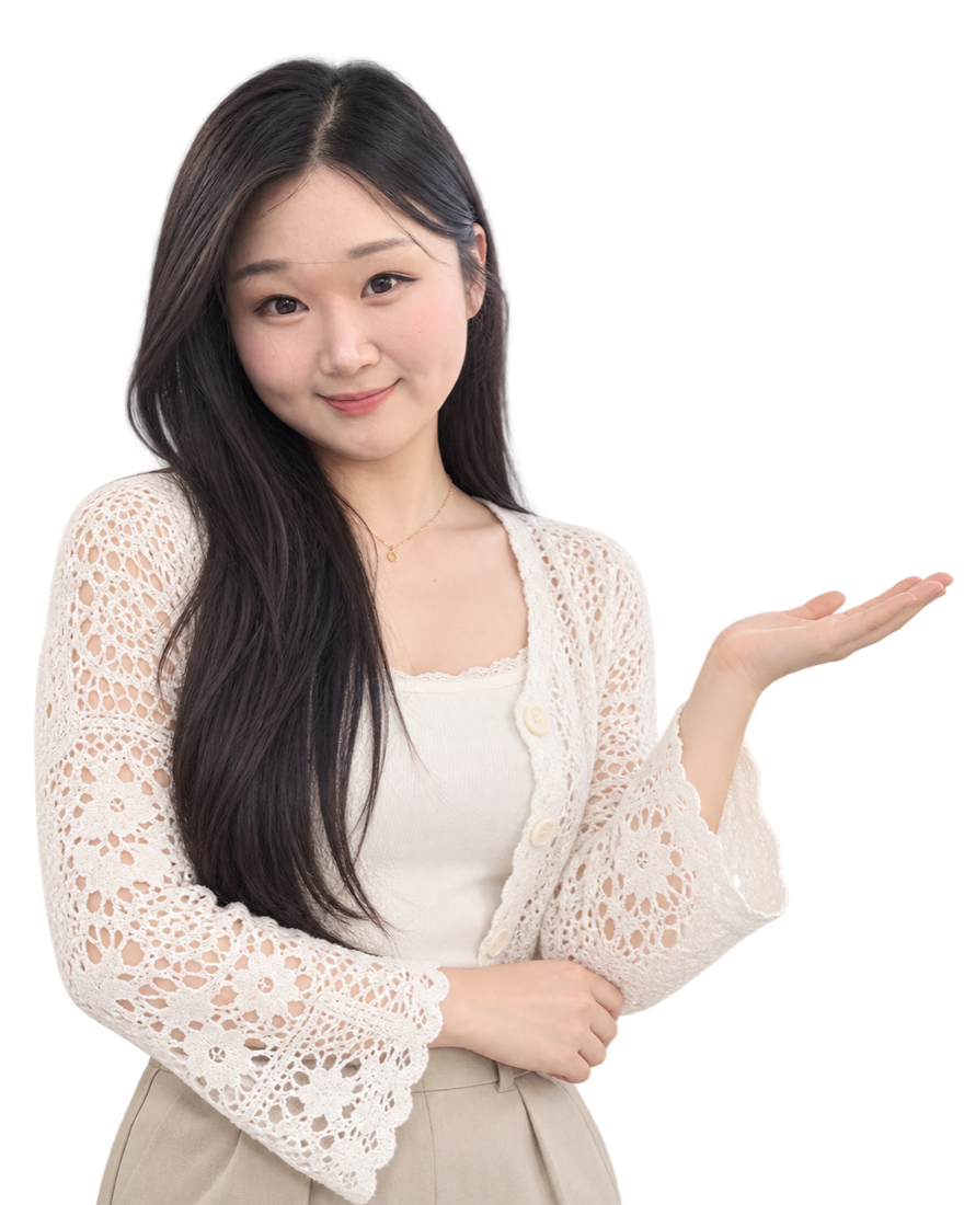 View smiling with an open-handed gesture
